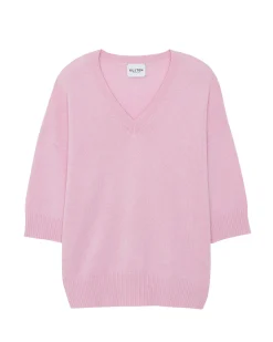 Pull Cachemire Col V Oversize Manche 3/4