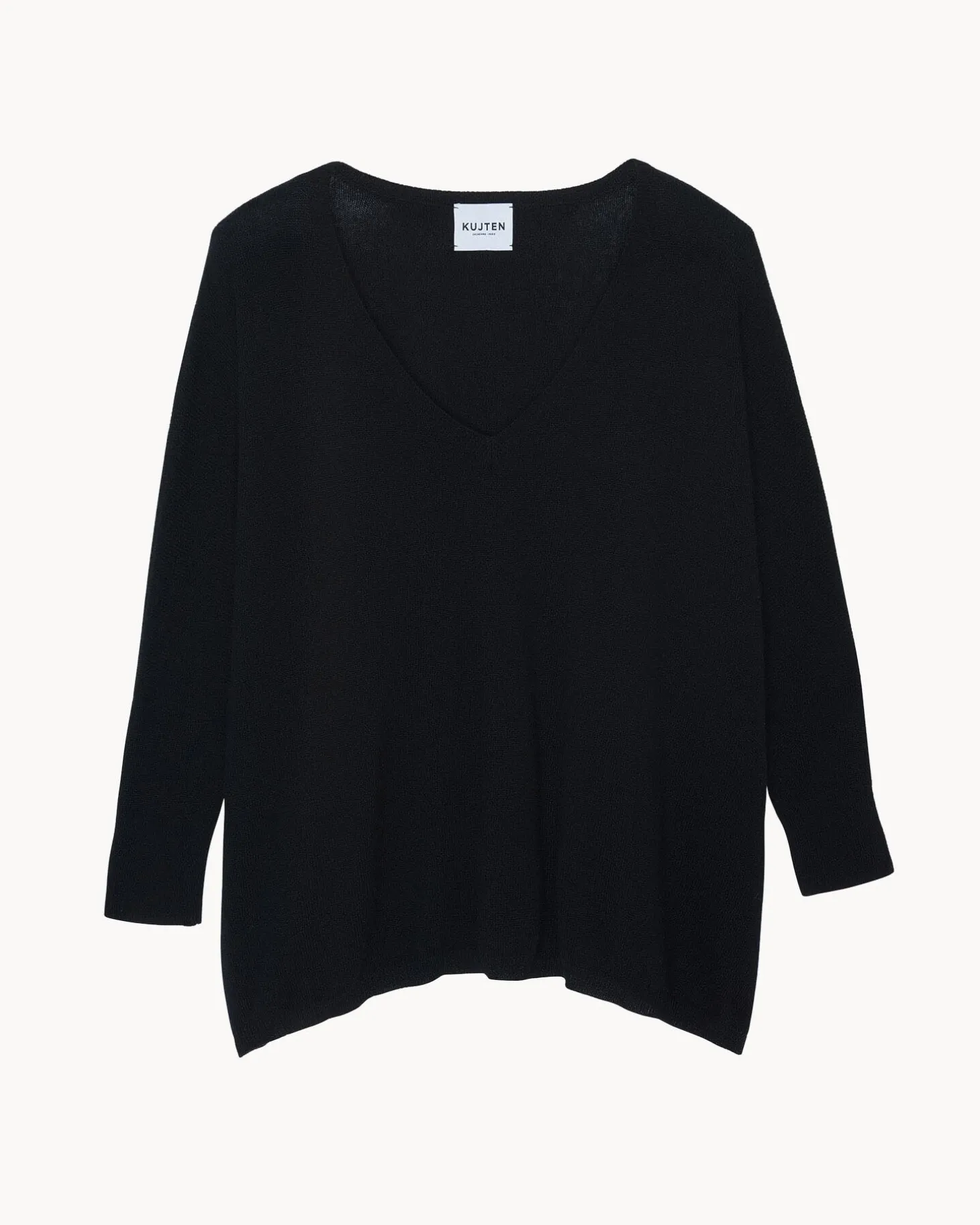 Pull Cachemire Col V Oversize Manche 3/4