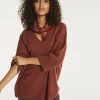 Pull Cachemire Col V Oversize Manche 3/4