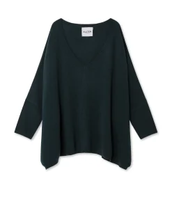 Pull Cachemire Col V Oversize Manche 3/4