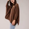 Pull Cachemire Col V Oversize Manche 3/4