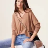 Pull Cachemire Col V Oversize Manche 3/4