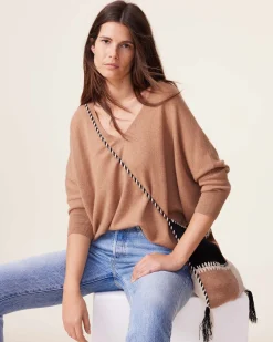 Pull Cachemire Col V Oversize Manche 3/4