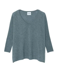 Pull Cachemire Col V Oversize Manche 3/4