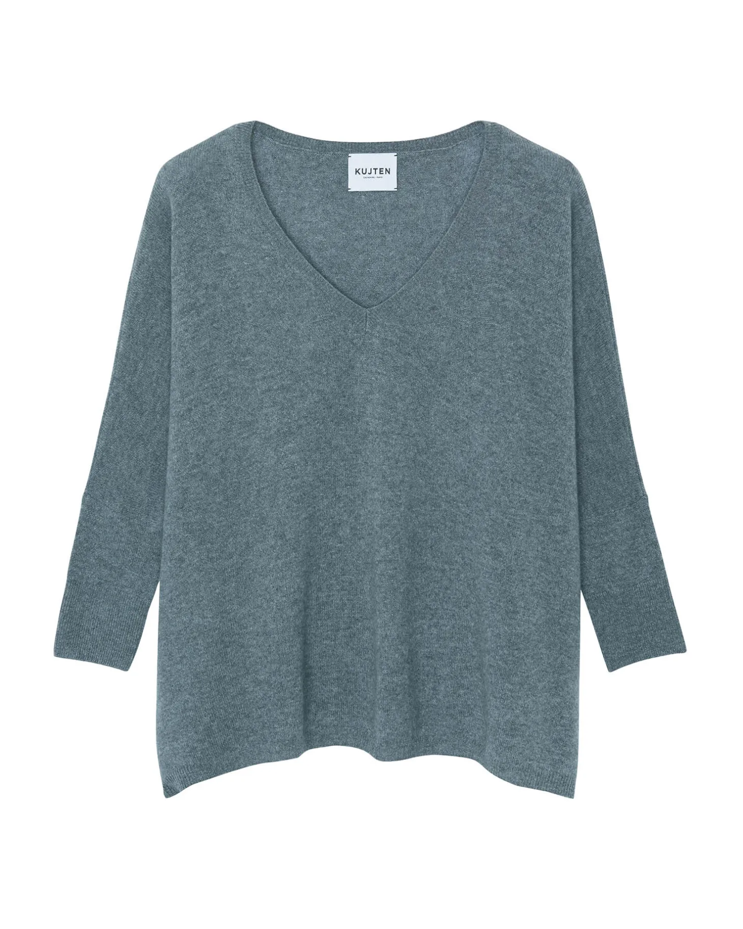 Pull Cachemire Col V Oversize Manche 3/4