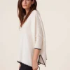 Pull Cachemire Col V Oversize Manche 3/4, 6 Fils