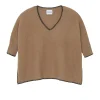 Pull Cachemire Col V Oversize Manche 3/4, 6 Fils