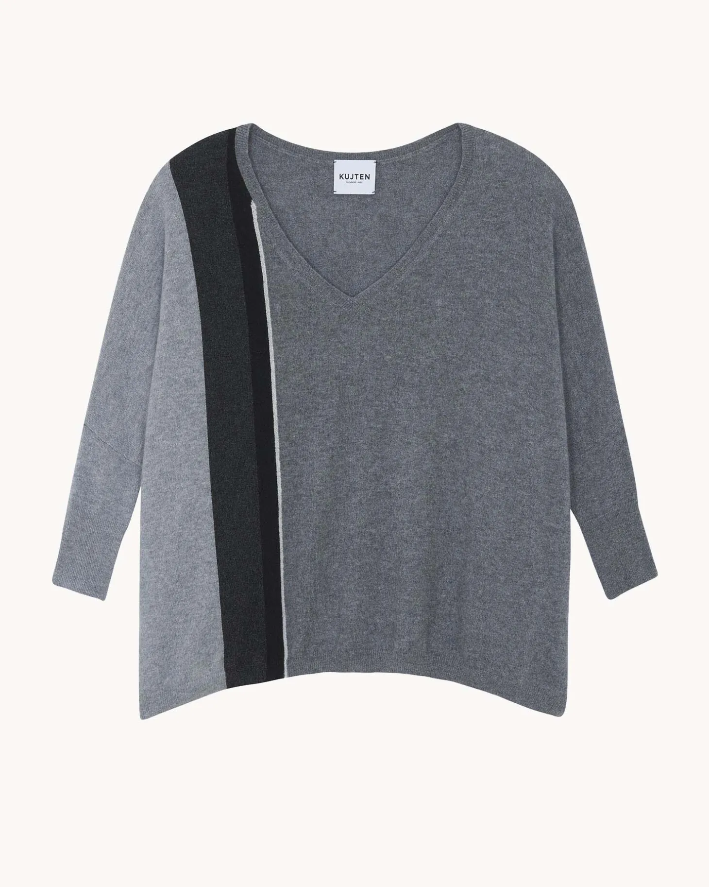 Pull Cachemire Col V Oversize, 2 Fils