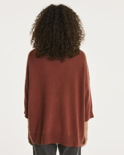 Pull Cachemire Col V Oversize Manche 3/4