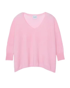 Pull Cachemire Col V Oversize Manche 3/4