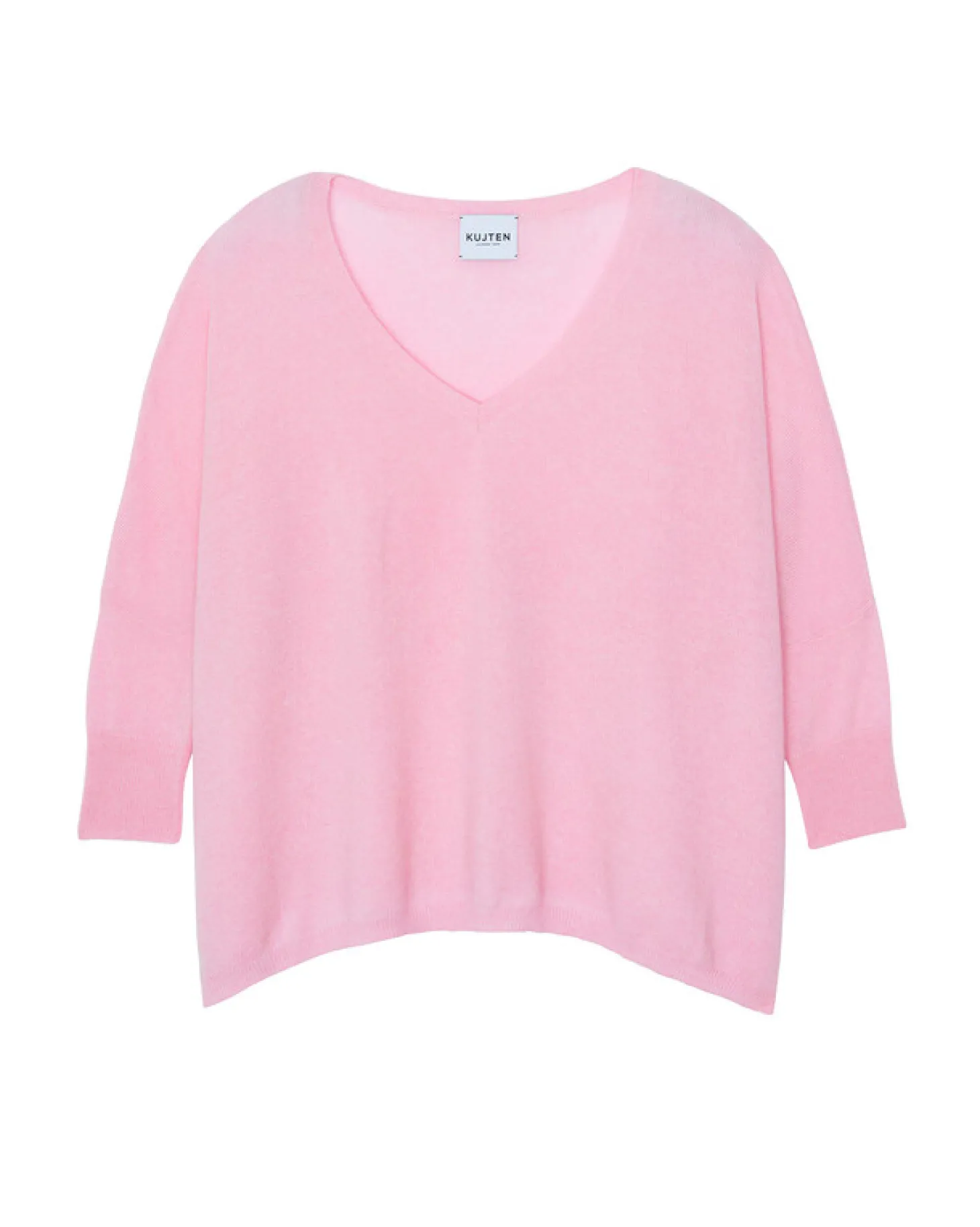 Pull Cachemire Col V Oversize Manche 3/4