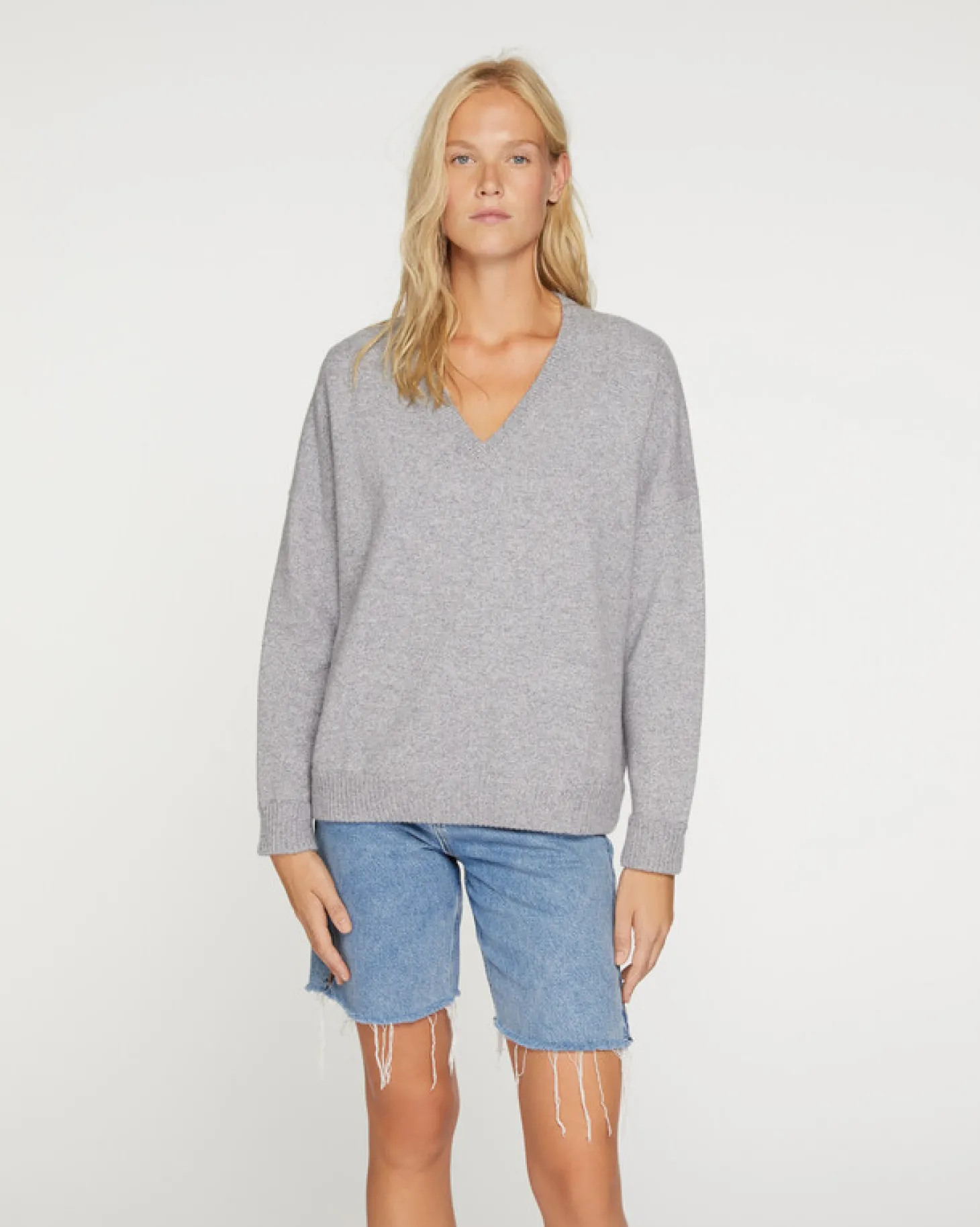 Pull Cachemire Col V Oversize Femme