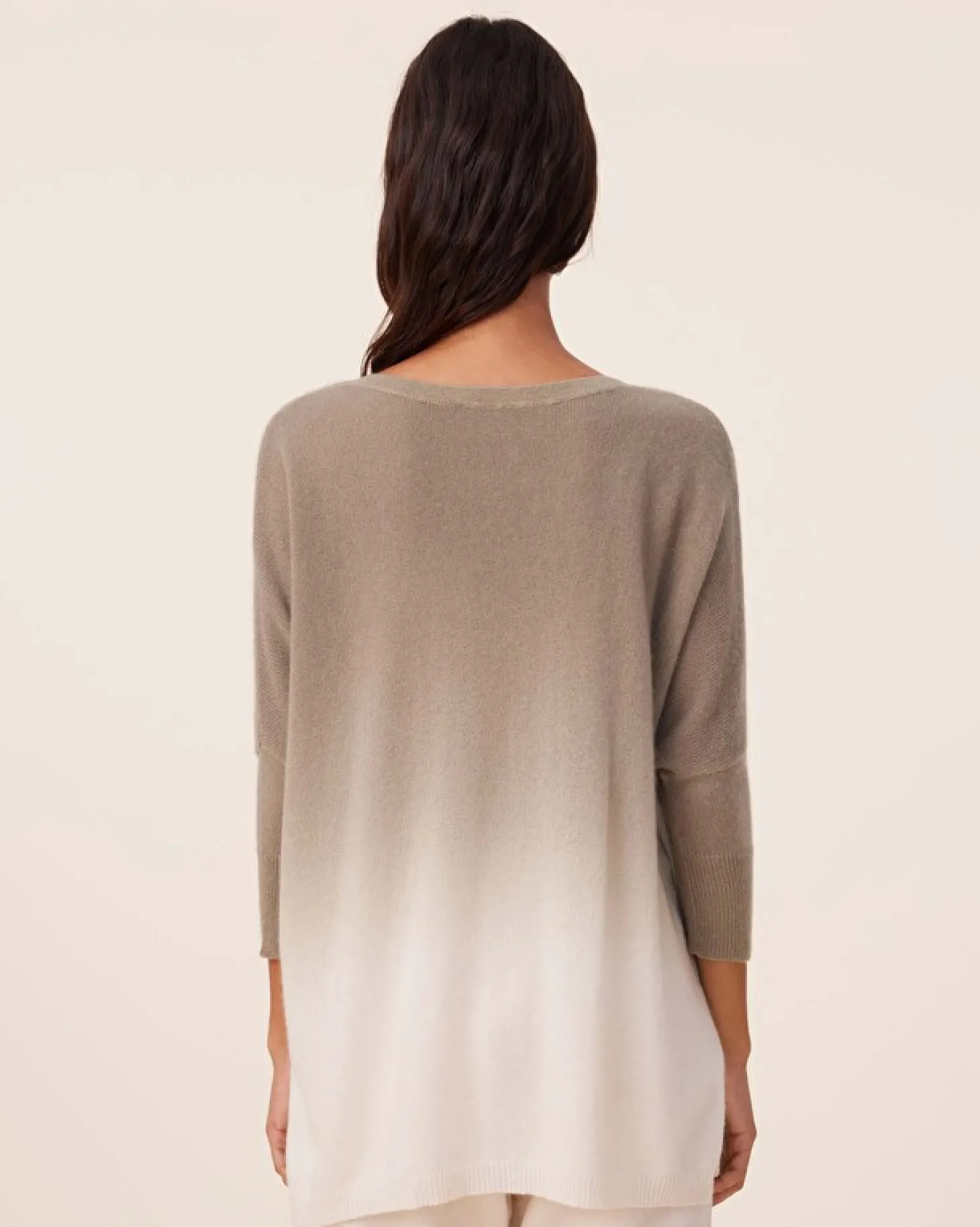 Pull Cachemire Col V Oversize Dip Dye, 2 Fils