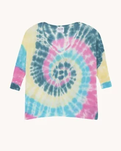 Pull Cachemire Col V Oversize Tie & Dye, 2 Fils