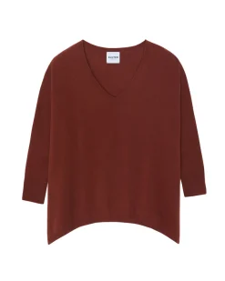 Pull Cachemire Col V Oversize Manche 3/4