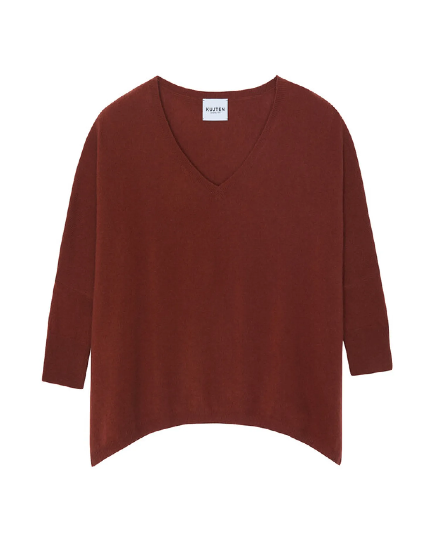 Pull Cachemire Col V Oversize Manche 3/4