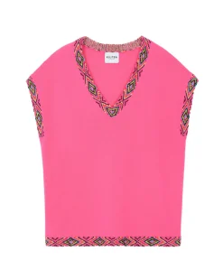 Pull Cachemire Col V Oversize Sans Manches