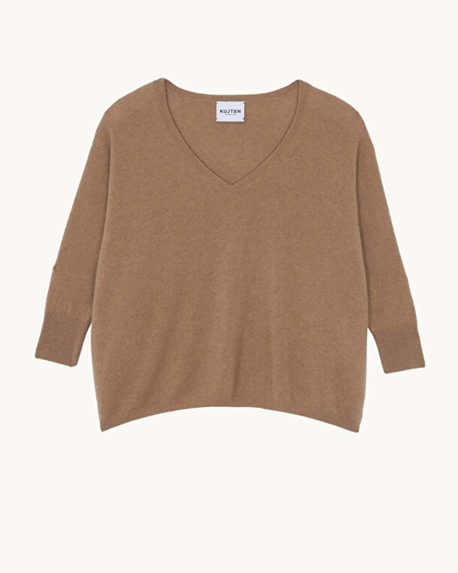 Pull Cachemire Col V Oversize Manche 3/4