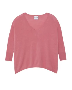 Pull Cachemire Col V Oversize Manche 3/4