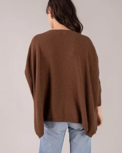 Pull Cachemire Col V Oversize Manche 3/4