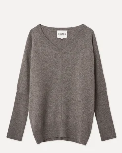 Pull Cachemire Femme Col V Chauve Souris
