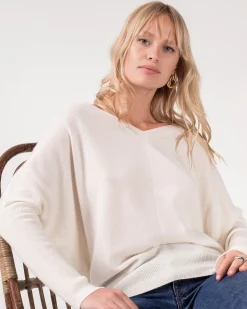 Pull Cachemire Femme Col V Chauve Souris