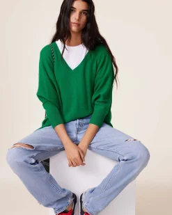 Pull Cachemire Femme Col V Oversize, 2 Fils