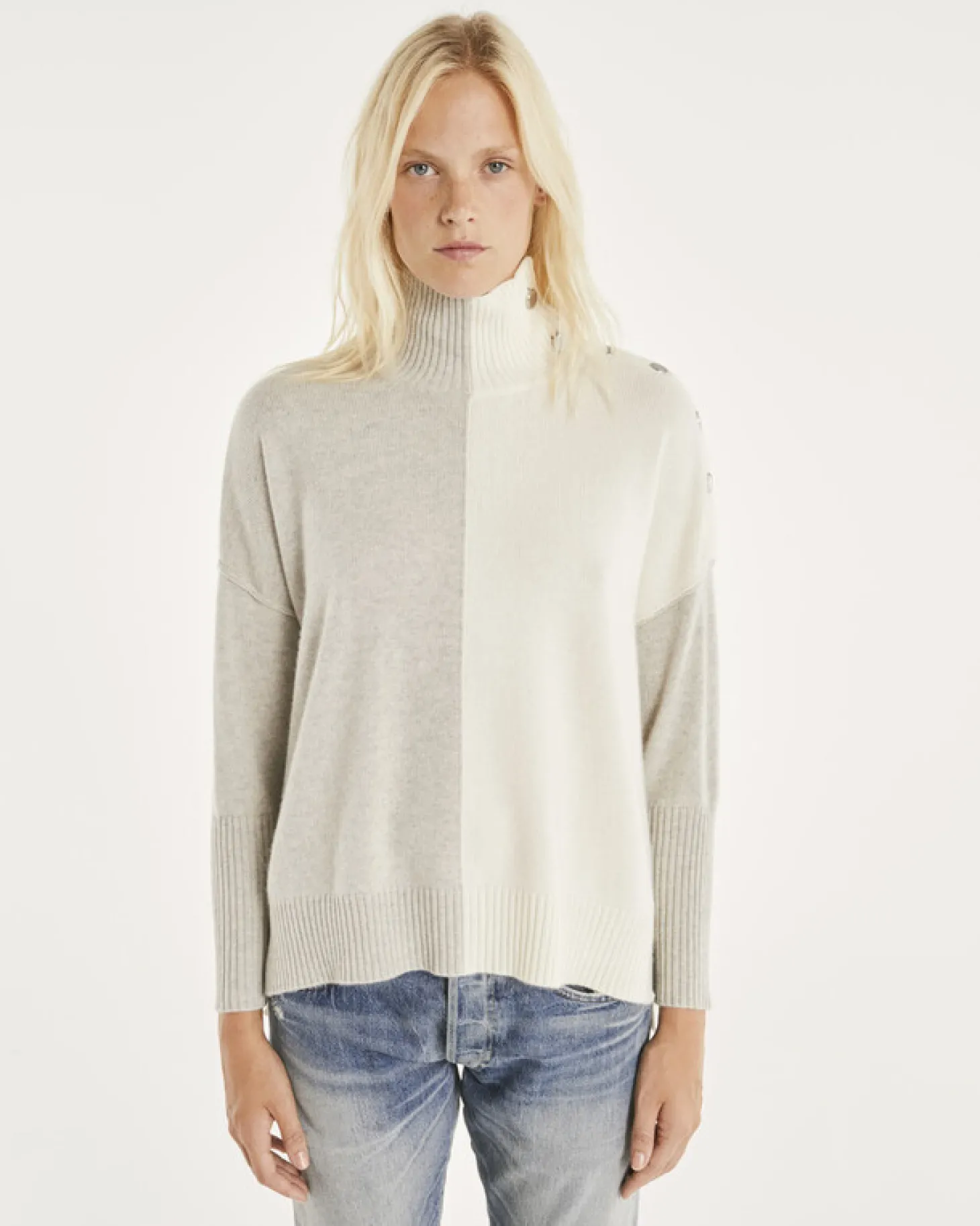 Pull Cachemire Femme Col Roule A Boutons