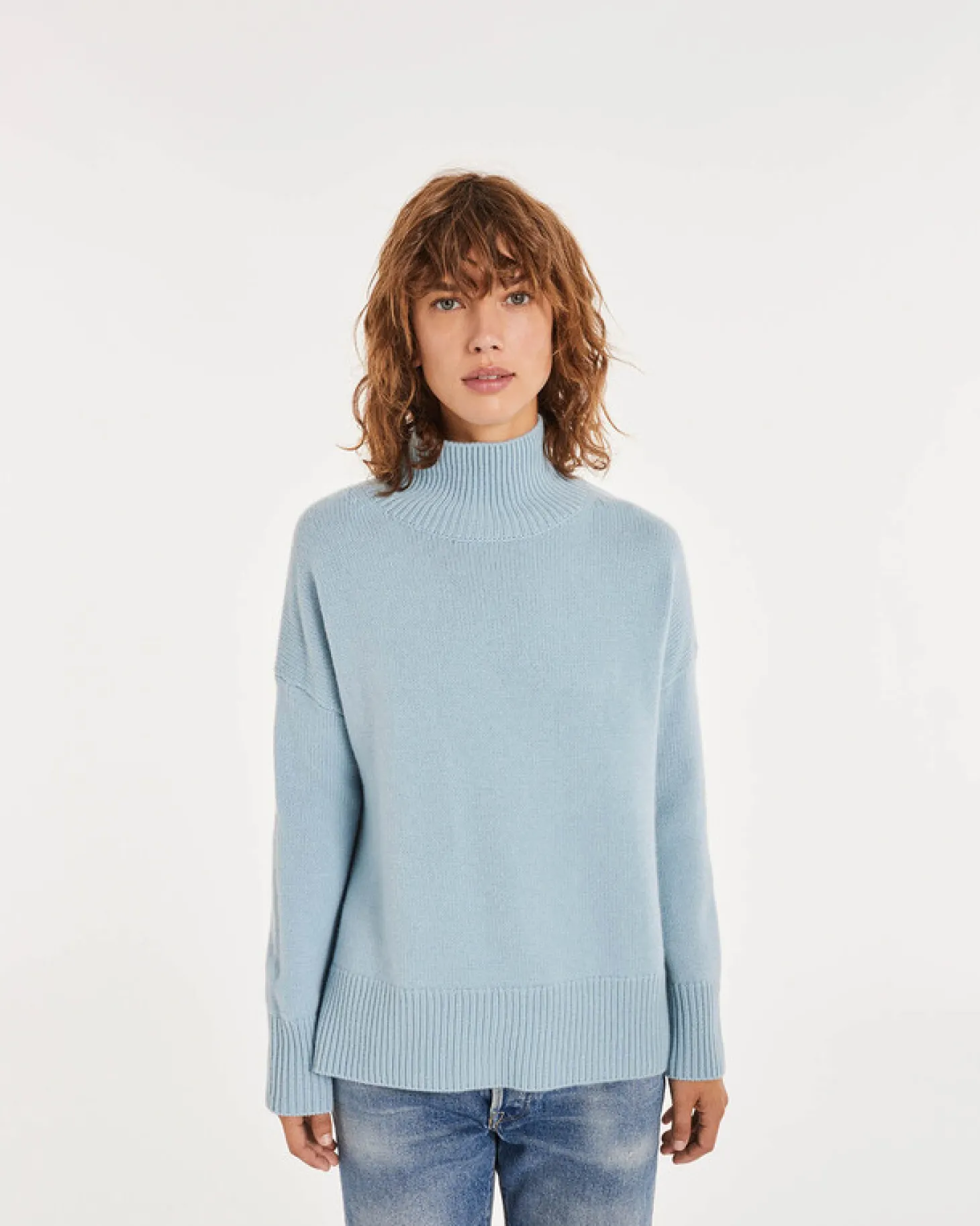 Pull Cachemire Femme Col Cheminee Oversize