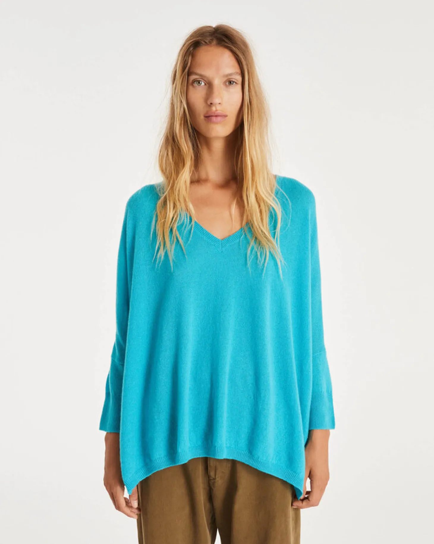 Pull Cachemire Femme Col V Oversize