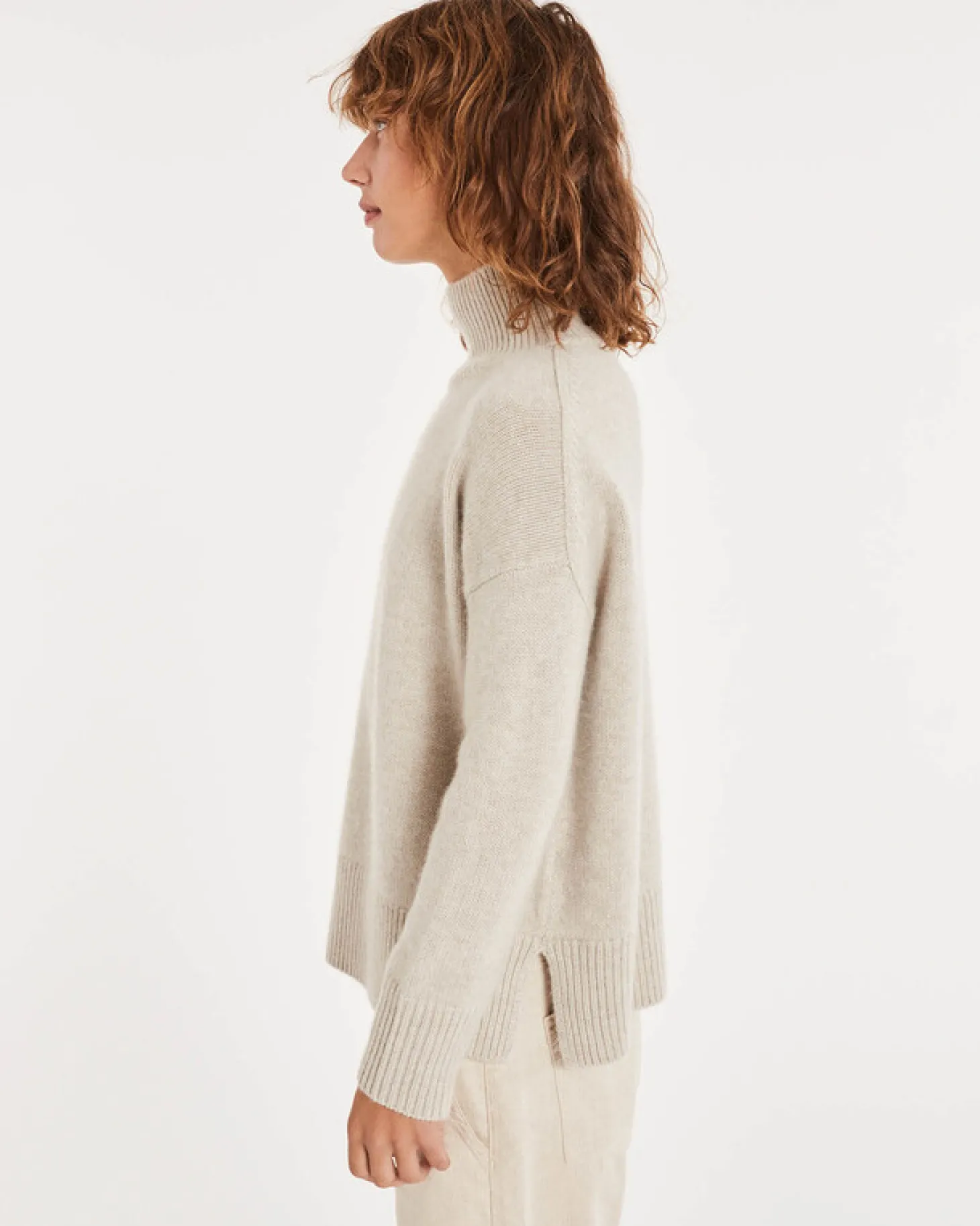 Pull Cachemire Femme Col Cheminee Oversize