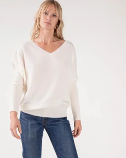 Pull Cachemire Femme Col V Chauve Souris