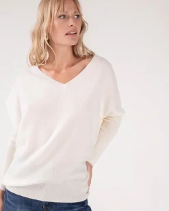 Pull Cachemire Femme Col V Chauve Souris