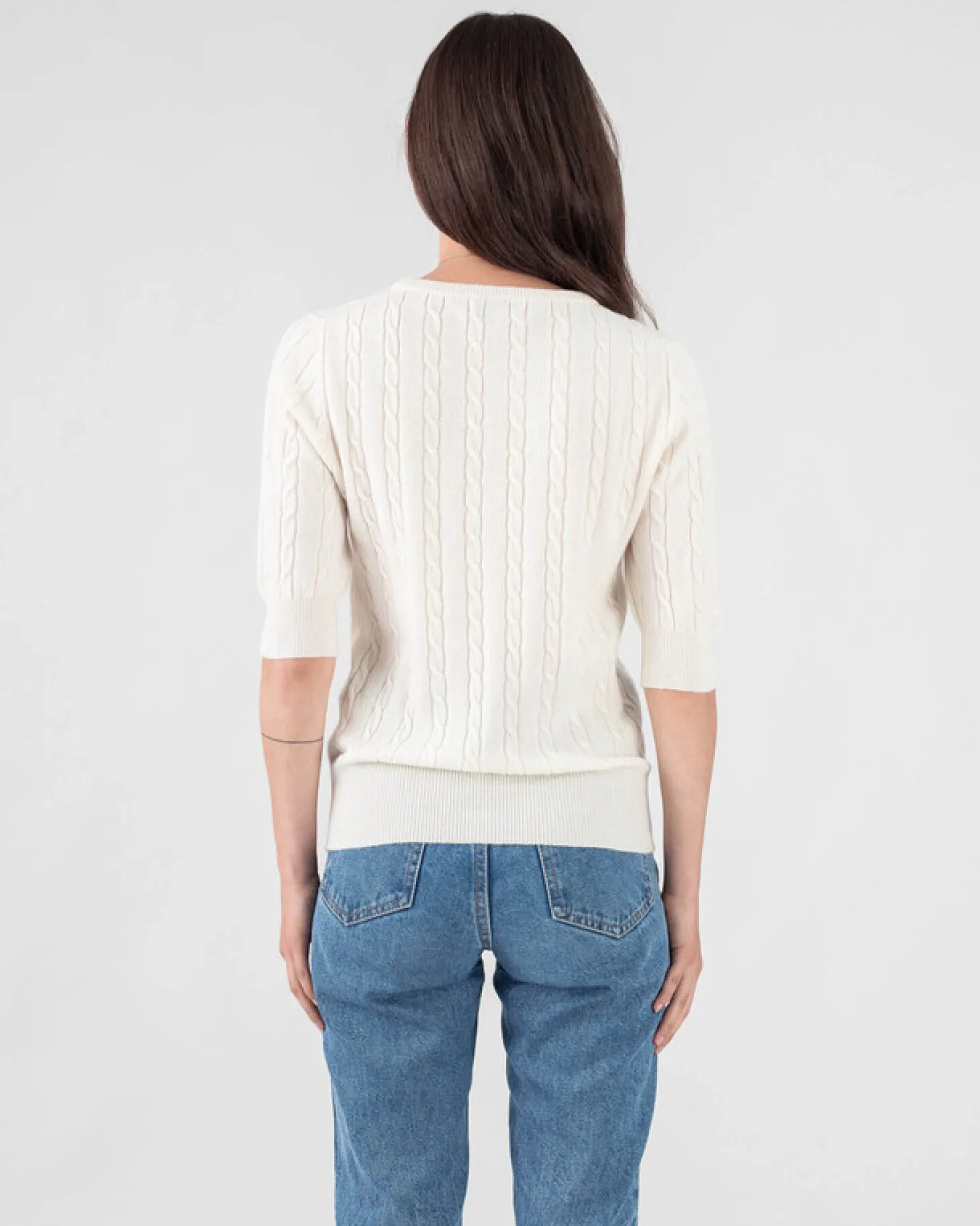 Pull Cachemire Femme Uni Manches Courtes