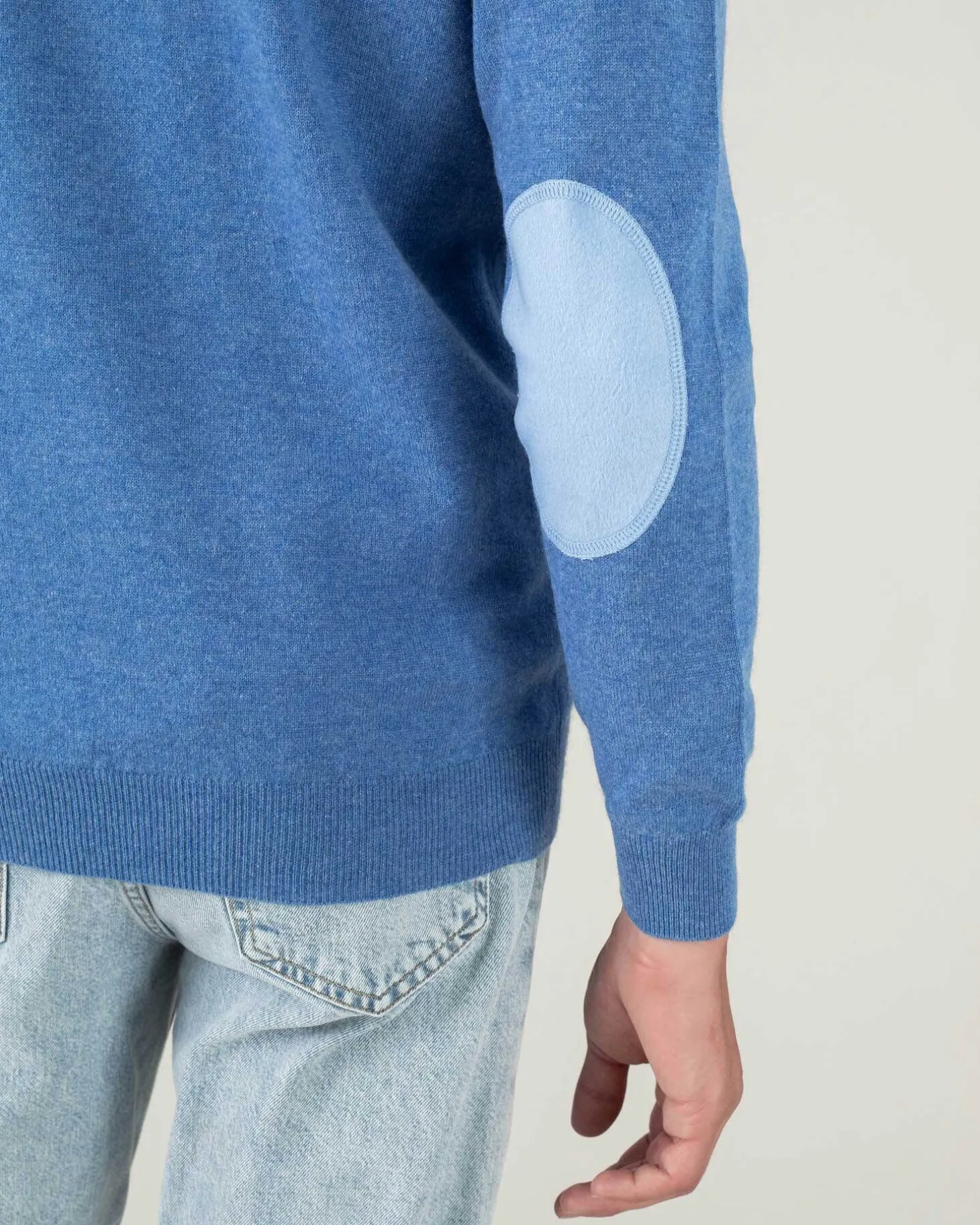 Pull Cachemire Homme Col Roule Uni Avec Patchs Aux Coudes