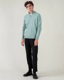 Pull Cachemire Homme Col Roule Uni Avec Patchs Aux Coudes