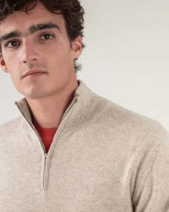 Pull Cachemire Homme Col Roule Uni Avec Patchs Aux Coudes