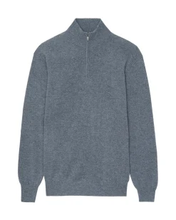 Pull Cachemire Homme Col Roule Uni Avec Patchs Aux Coudes