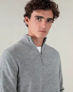 Pull Cachemire Homme Col Roule Uni Avec Patchs Aux Coudes