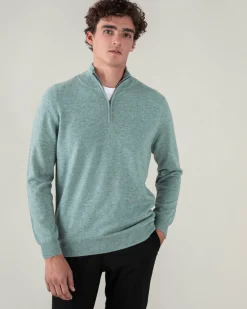 Pull Cachemire Homme Col Roule Uni Avec Patchs Aux Coudes