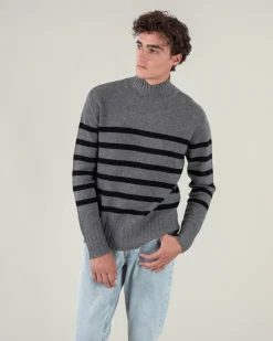 Pull Cachemire Homme Col Cheminee Marin
