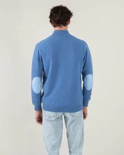Pull Cachemire Homme Col Roule Uni Avec Patchs Aux Coudes