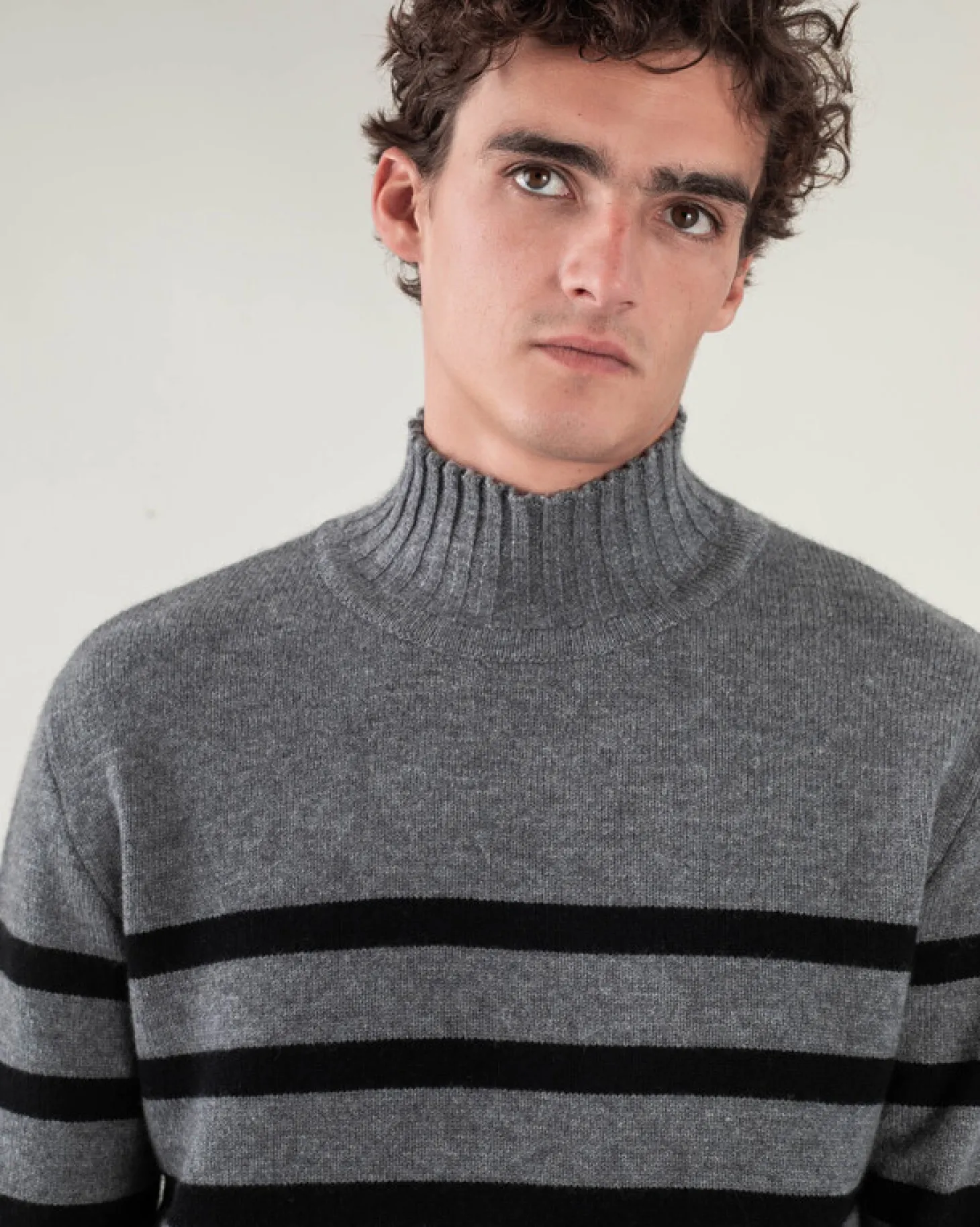Pull Cachemire Homme Col Cheminee Marin