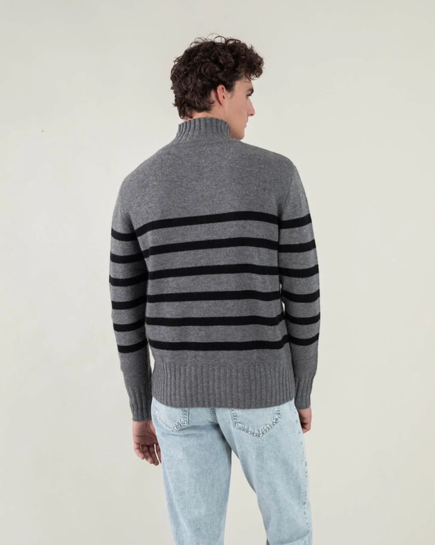 Pull Cachemire Homme Col Cheminee Marin