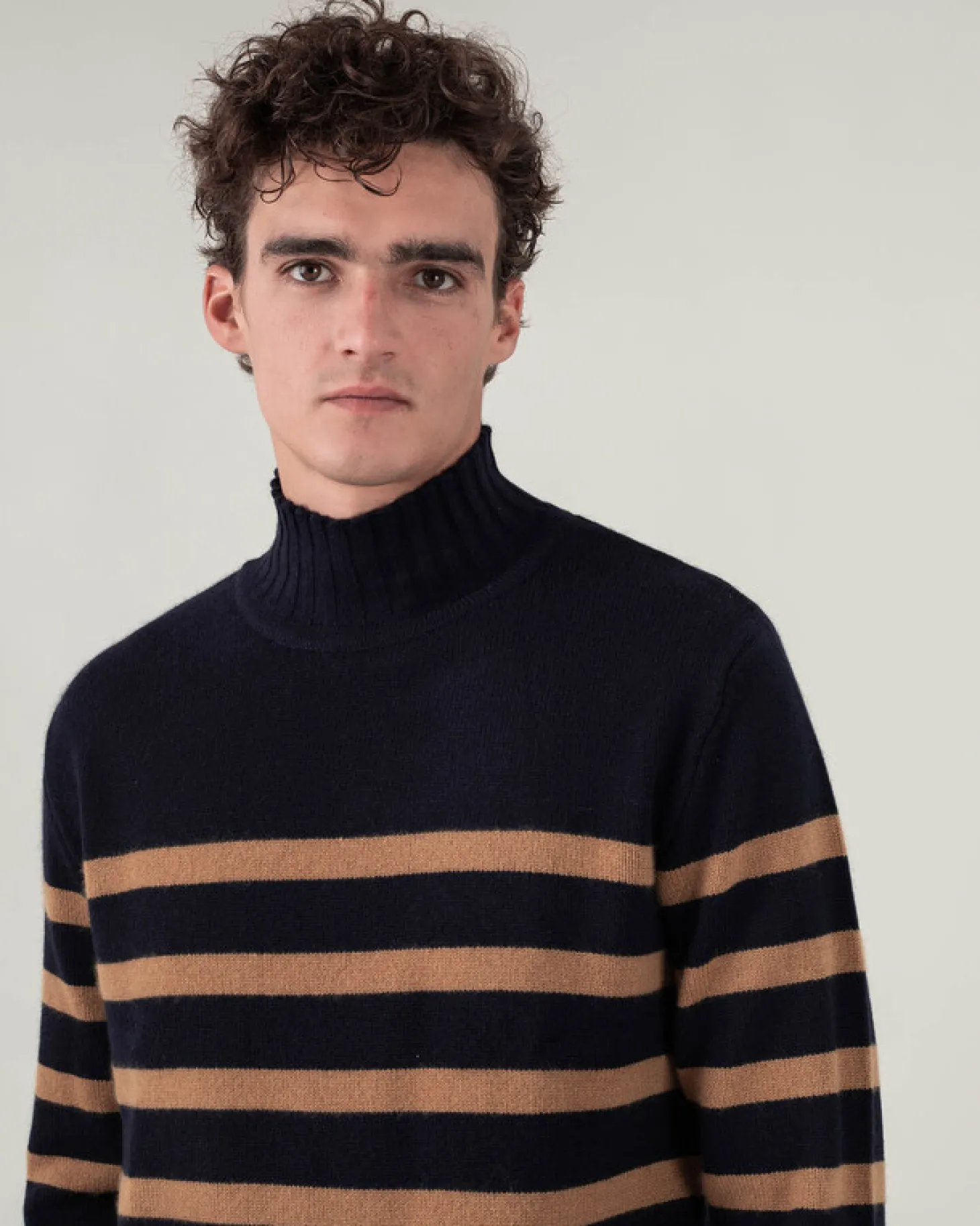 Pull Cachemire Homme Col Cheminee Marin