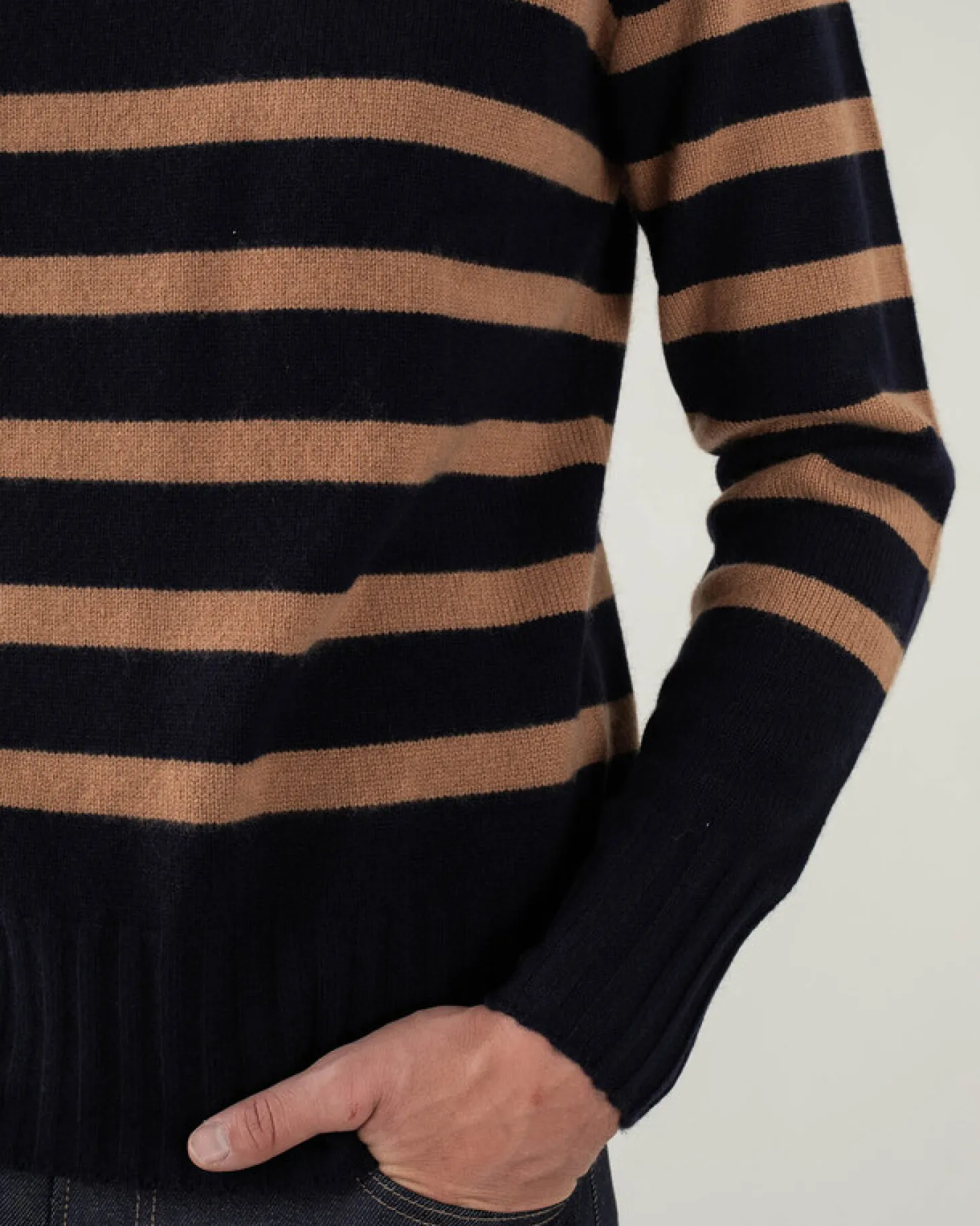 Pull Cachemire Homme Col Cheminee Marin