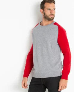 Pull Cachemire Manches Contrastees