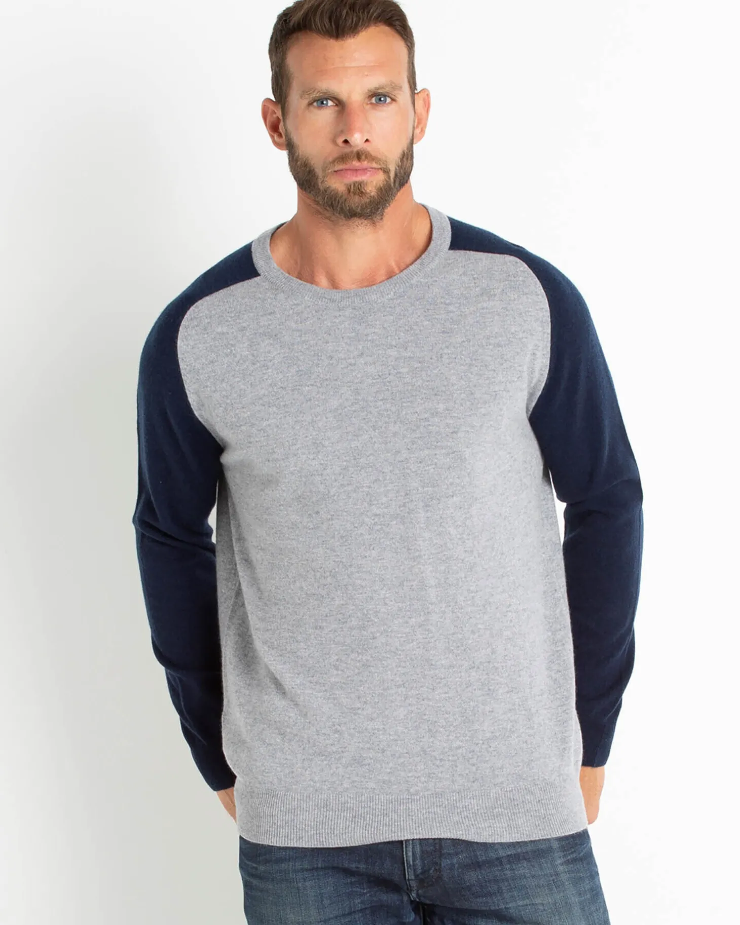 Pull Cachemire Manches Contrastees
