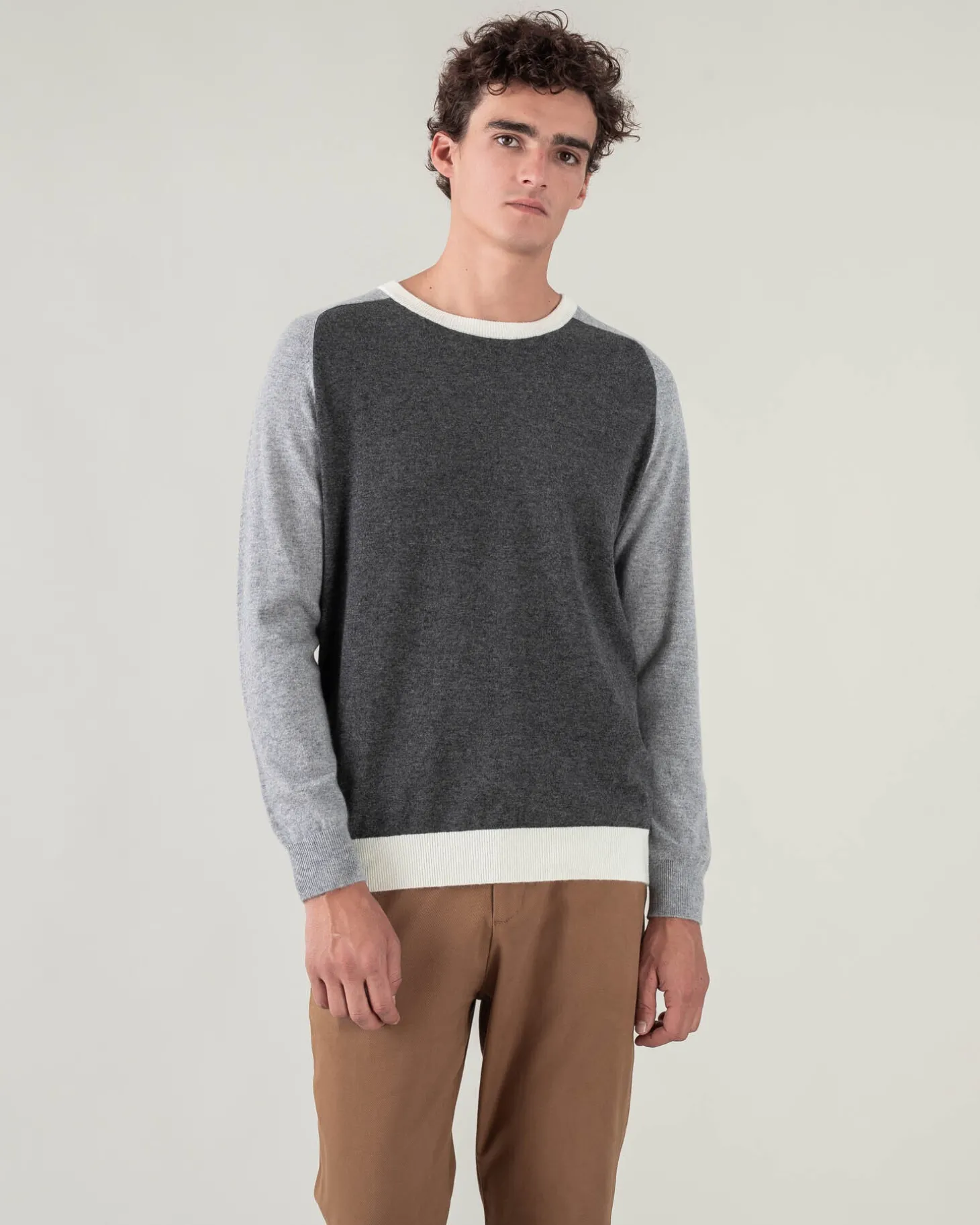 Pull Cachemire Manches Contrastees