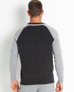 Pull Cachemire Manches Contrastees